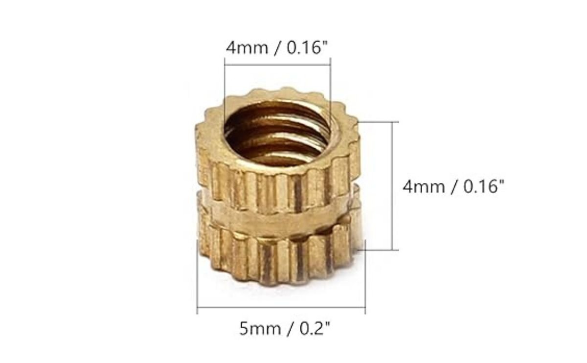 Brass Insert M4x5mm Threaded Knurled Heat-Set Inserts for Plastic, 3D Printing & DIY Applications - Image 2