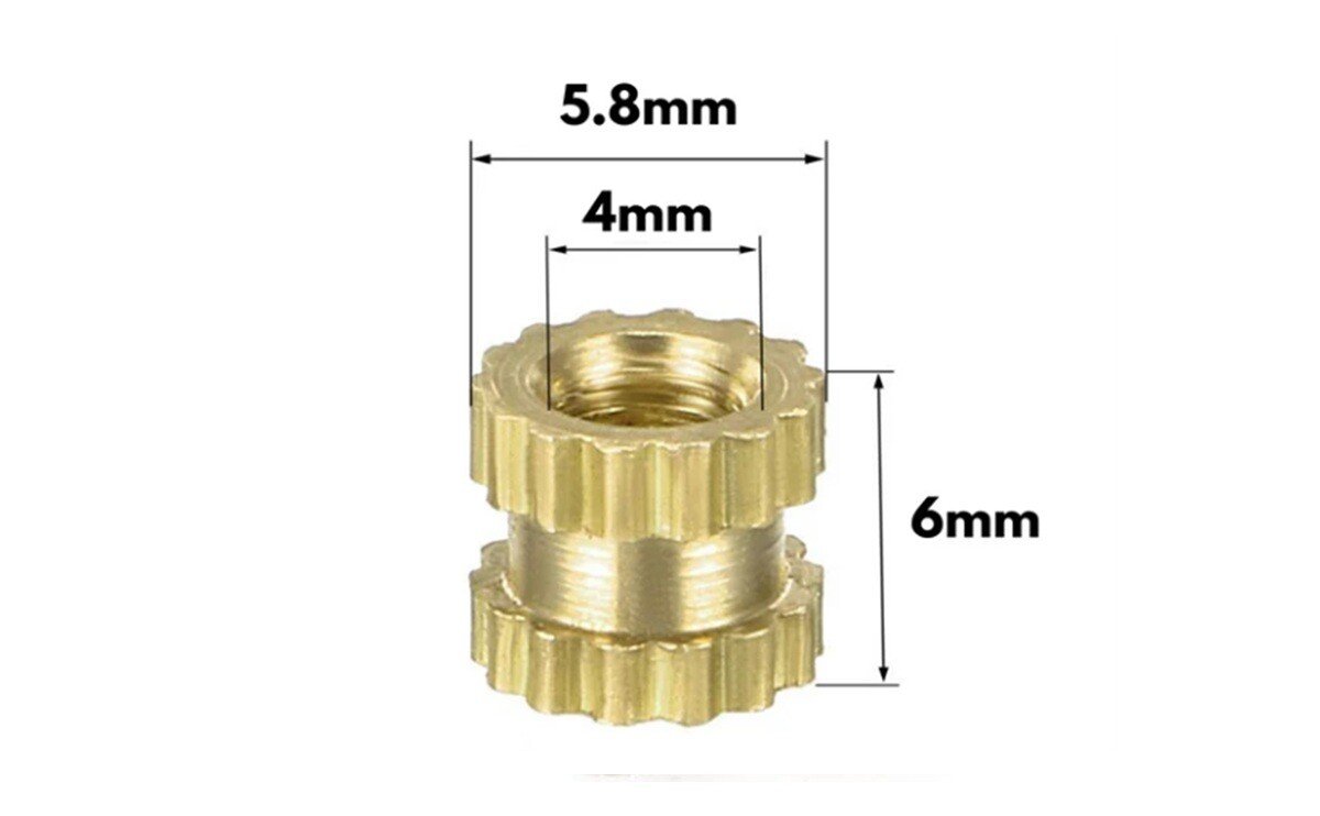 Brass Insert M4x6mm Heat Set Threaded Insert Nut for 3D Printing, Plastic Parts & DIY Projects - Image 3